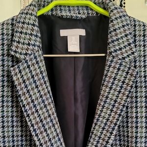 H&M Black and Gray Houndstooth Blazer